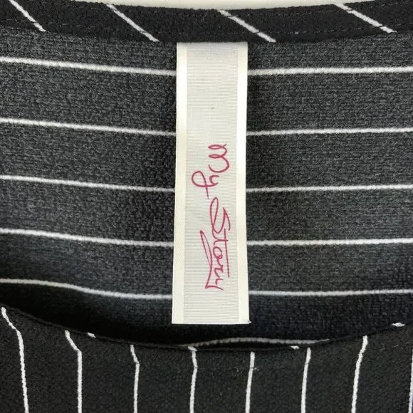 My Story Pocket Tee Womens S Short Sleeve Striped Hi-Lo Side Slits Lightweight - Picture 9 of 11